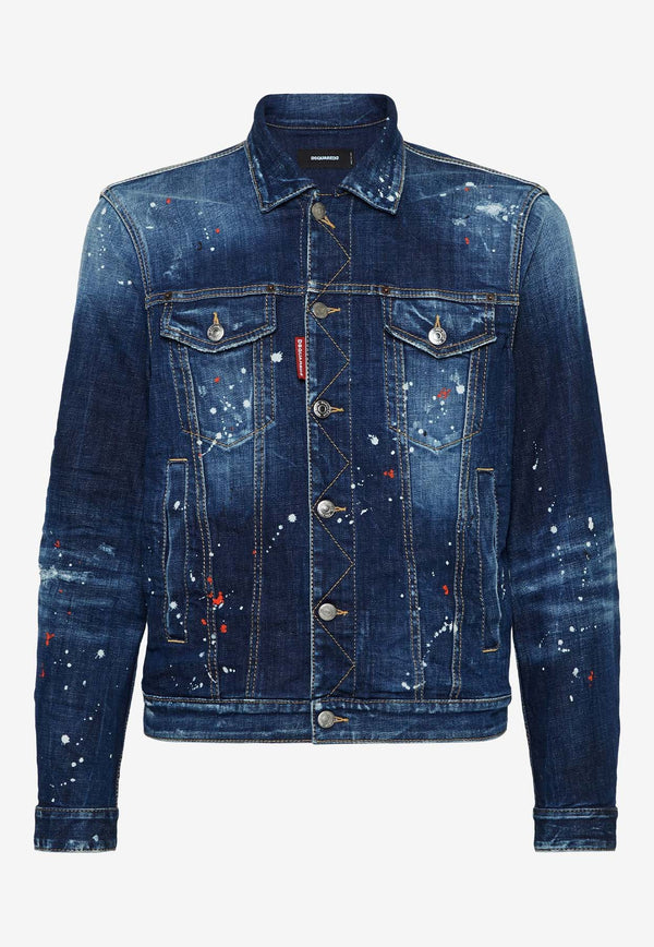 Dsquared2 Paint Splattered Denim Jacket Navy S74AM1563S30664_470