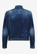 Dsquared2 Paint Splattered Denim Jacket Navy S74AM1563S30664_470