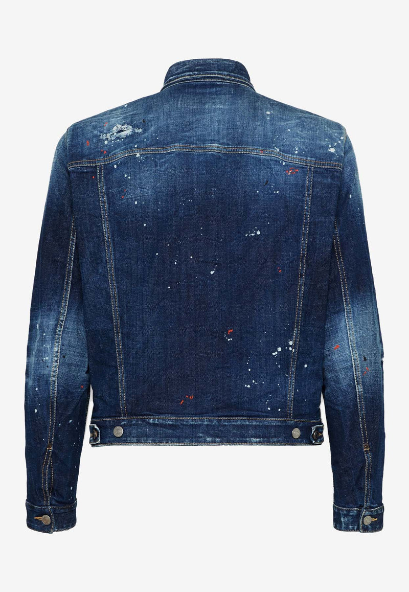 Dsquared2 Paint Splattered Denim Jacket Navy S74AM1563S30664_470