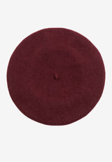 Maison Margiela Four Stitch Logo Wool Beret Burgundy S50TC0075M13115_248