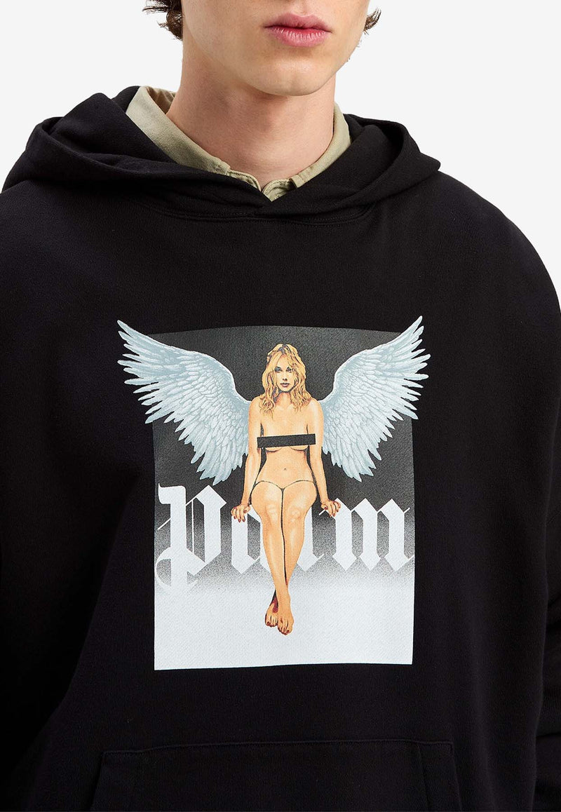 Palm Angels Crystal Pin-Up Graphic Hoodie Black PMBB155S25FLE003_1003