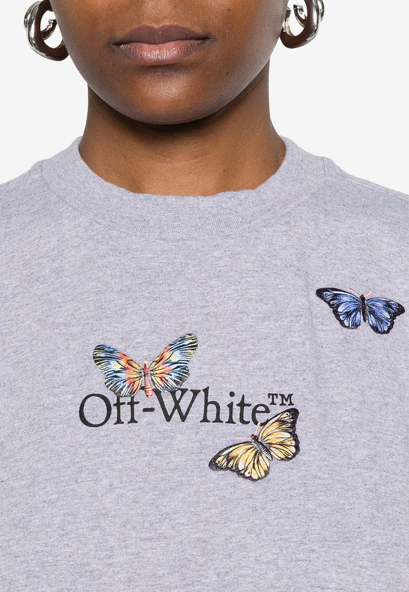 Off-White Bookish Butterfly Print T-shirt Gray OWAA089S25JER007_0510