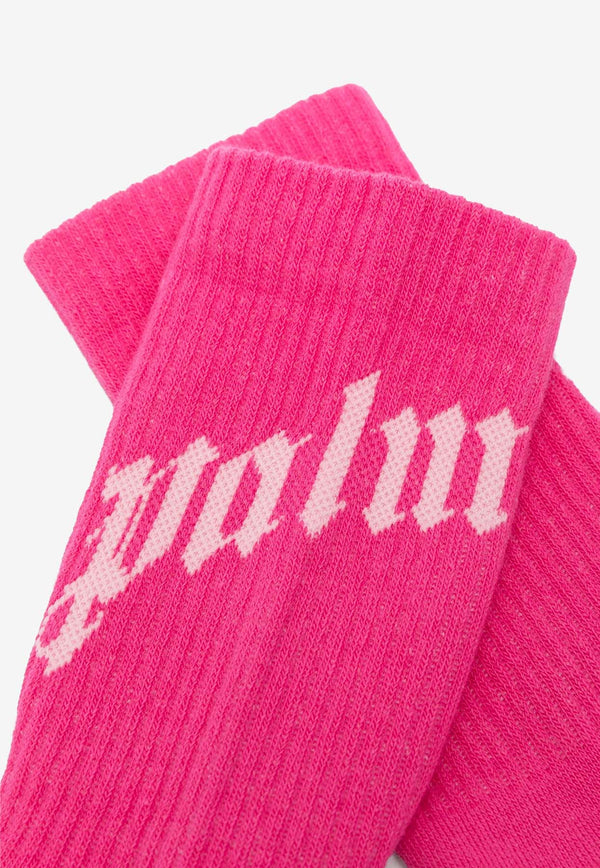 Palm Angels Curved Logo Socks Pink PWRA00AS25FAB001_323C