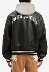 Palm Angels Curved Logo Leather Bomber Jacket Black PMJA043S25LEA001_1003