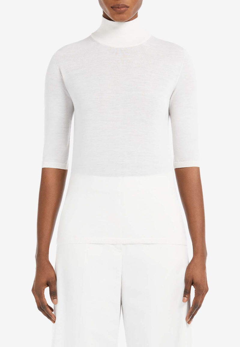 Max Mara Cecina Turtleneck Wool Knit Top White 2511361081600CECINA_001