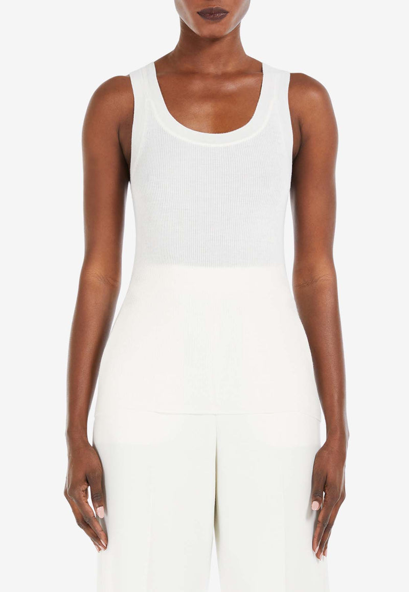 Max Mara Eliadi Ribbed Wool Tank Top White 2511361021600ELIADI_001