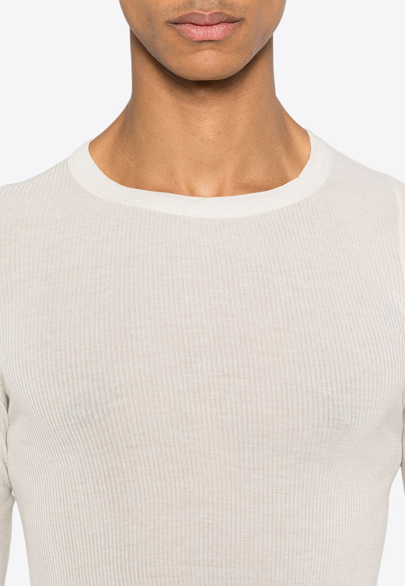 Rick Owens Ribbed Long-Sleeved T-shirt White RU01E5250RC_41