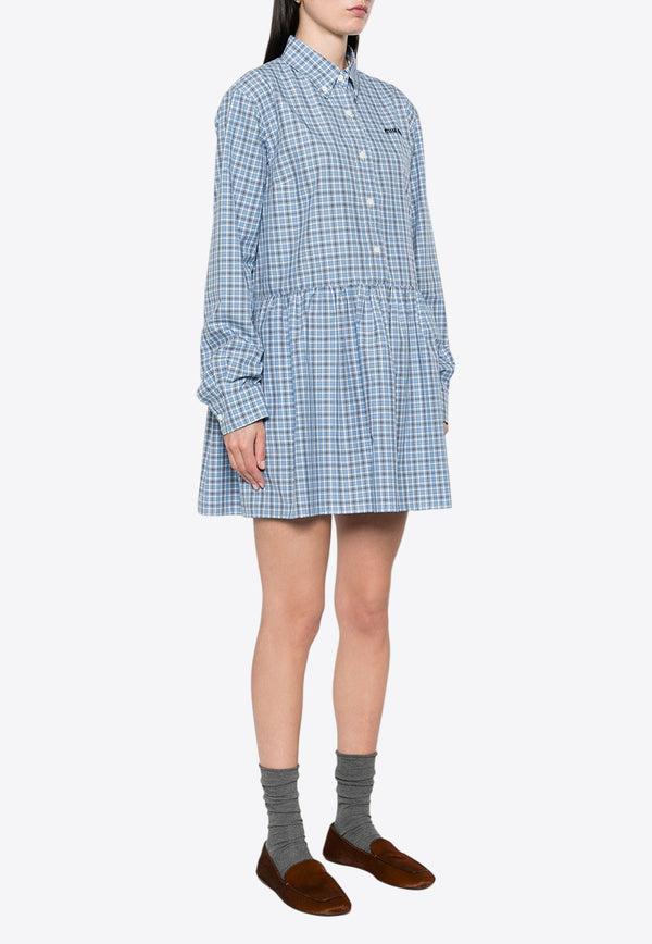 Miu Miu Checkered Mini Shirt Dress Blue MF5709SOOO16MK_F0QY6