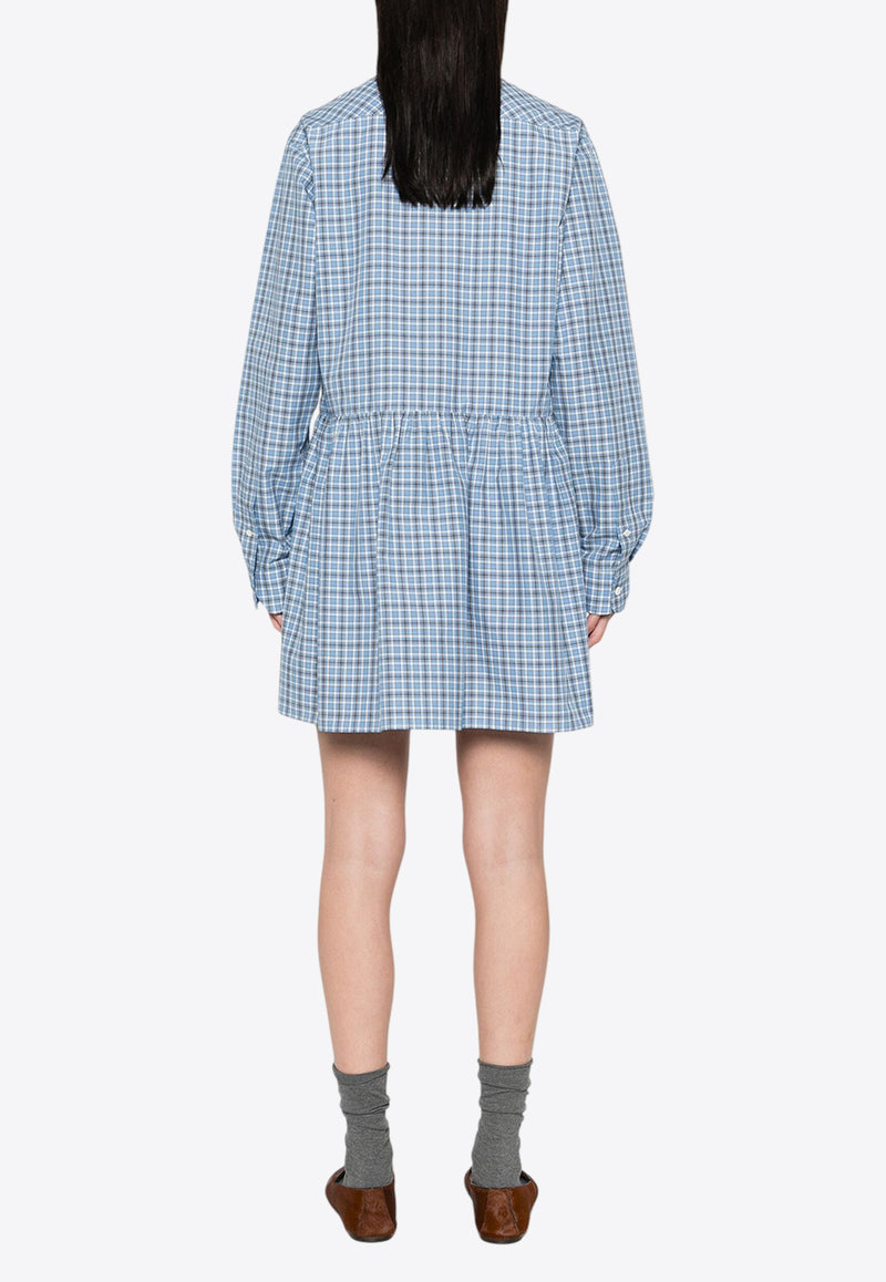 Miu Miu Checkered Mini Shirt Dress Blue MF5709SOOO16MK_F0QY6