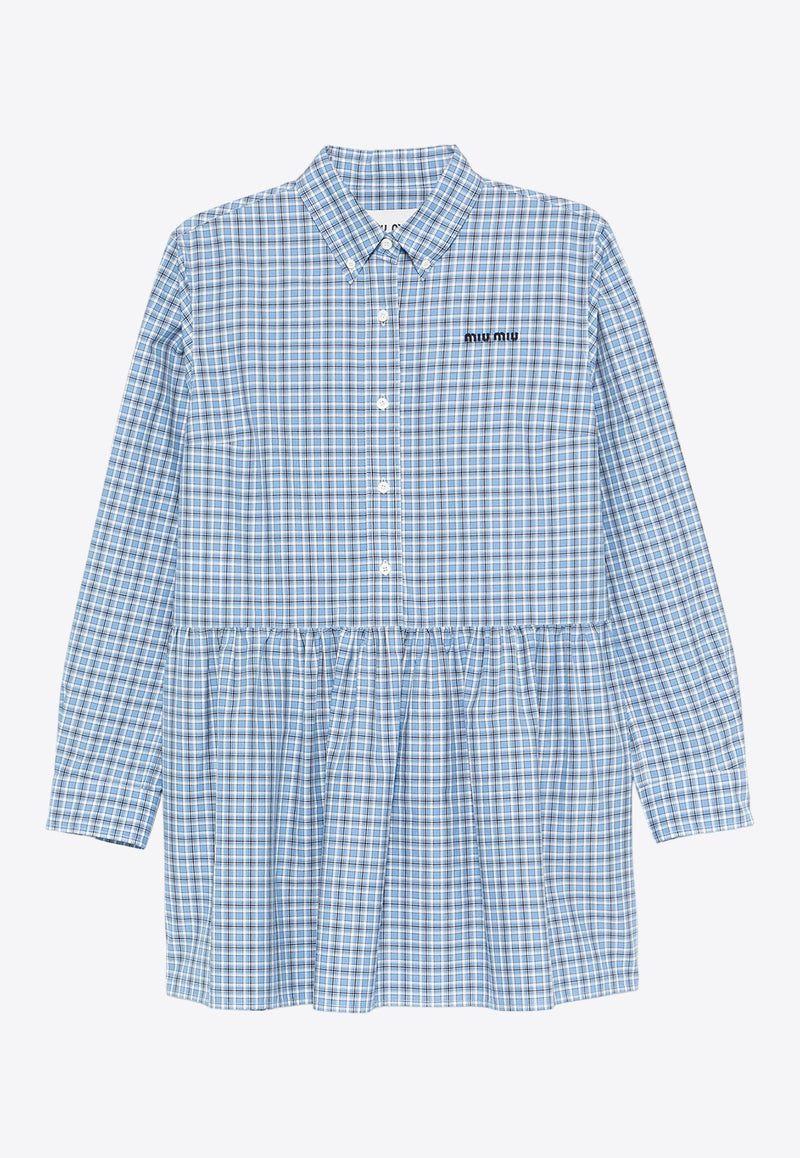 Miu Miu Checkered Mini Shirt Dress Blue MF5709SOOO16MK_F0QY6