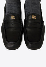 Miu Miu Logo Embossed Nappa Leather Loafers Black 5D341EF005EFX_F0002