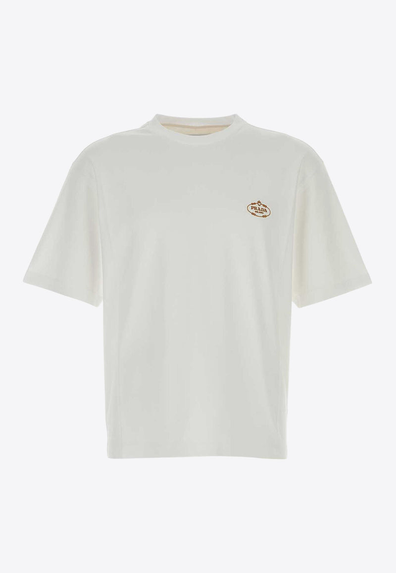 Prada Logo Embroidered T-shirt White UJN837SWM2240_F0009