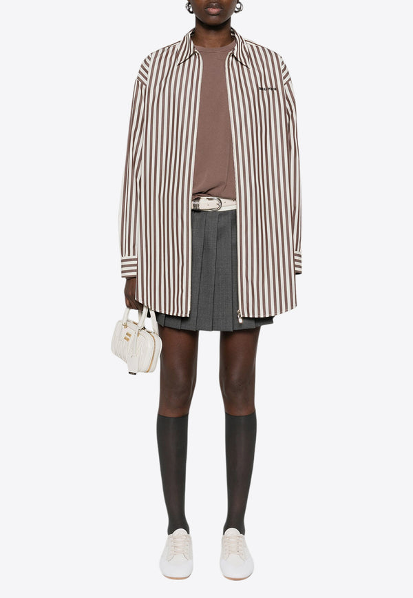 Miu Miu Striped Long-Sleeved Shirt Brown MK1904SOOO16FC_F060S