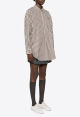 Miu Miu Striped Long-Sleeved Shirt Brown MK1904SOOO16FC_F060S