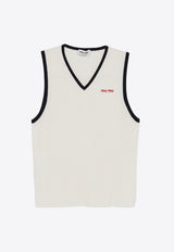 Miu Miu Ribbed Cashmere Vest White MMV254SOOO1580_F075R