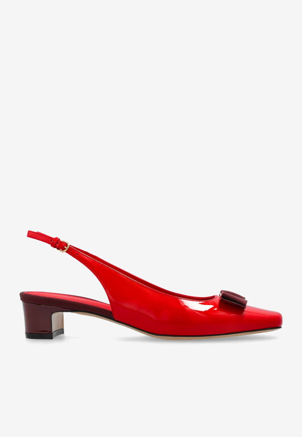 Salvatore Ferragamo Rivada 30 Patent Leather Slingback Pumps Red 01J701 RIVADA 779847-FLAME RED