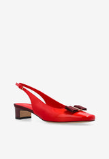 Salvatore Ferragamo Rivada 30 Patent Leather Slingback Pumps Red 01J701 RIVADA 779847-FLAME RED