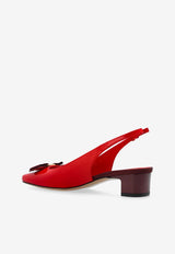 Salvatore Ferragamo Rivada 30 Patent Leather Slingback Pumps Red 01J701 RIVADA 779847-FLAME RED