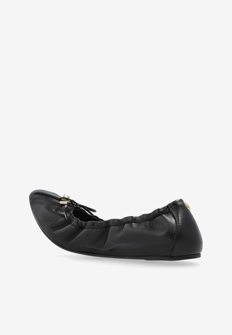 Salvatore Ferragamo Joelle Leather Ballet Flats Black 01J215 JOELLE 779656-NERO