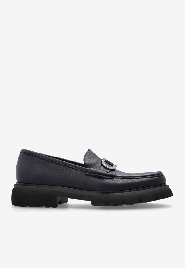 Salvatore Ferragamo Cocoon Gancini Plaque Leather Loafers Navy 028249 COCOON 778871-NAVY