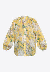 Zimmermann Acacia Scallop Floral Print Shirt 0765TRS252 0-YFL