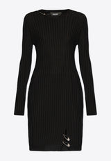 Versace Safety Pin Ribbed-Knit Mini Dress 1017773 1A12700-1B000