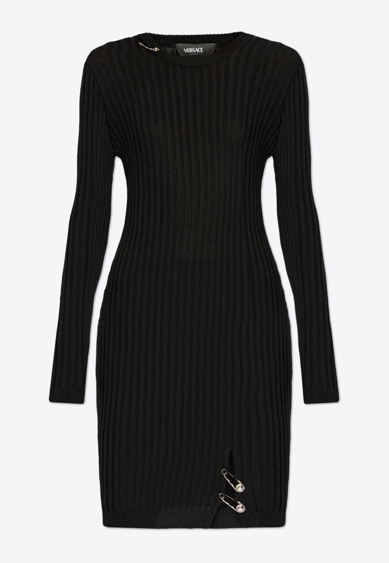 Versace Safety Pin Ribbed-Knit Mini Dress 1017773 1A12700-1B000