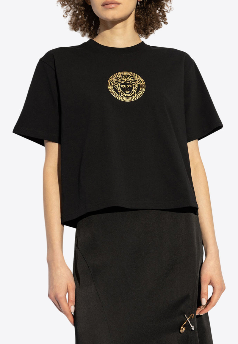 Versace Medusa-Motif Crewneck Cropped T-shirt 1018892 1A13608-2B130