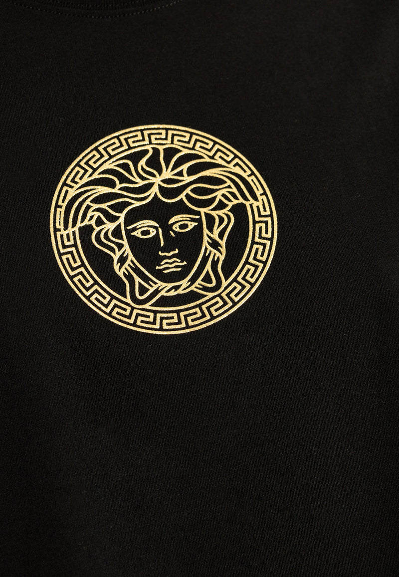 Versace Medusa-Motif Crewneck Cropped T-shirt 1018892 1A13608-2B130