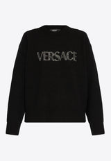 Versace Cielo Stellato Logo Cashmere Knit Sweater Black 1018589 1A13220-1B000