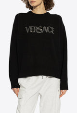 Versace Cielo Stellato Logo Cashmere Knit Sweater Black 1018589 1A13220-1B000