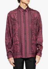 Versace Barocco Print Silk Shirt Burgundy 1019438 1A13557-5L480