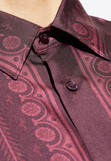 Versace Barocco Print Silk Shirt Burgundy 1019438 1A13557-5L480