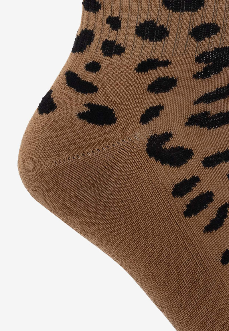 Versace Animal Print Calf-Length Socks Brown 1019098 1A13742-5N540