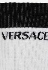 Versace Logo Lettering Inlay Socks White 1019098 1A13740-2B020