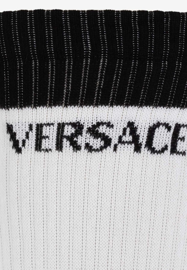 Versace Logo Lettering Inlay Socks White 1019098 1A13740-2B020