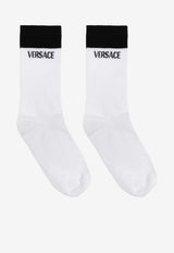 Versace Logo Lettering Inlay Socks White 1019098 1A13740-2B020