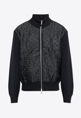 Salvatore Ferragamo Monogram Jacquard Zip-Up Bomber Jacket Black 122600 B 780543-NERO