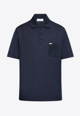 Salvatore Ferragamo Jacquard Pocket Polo T-shirt Blue 122611 H 781014-NEW NAVY