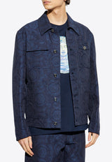 Versace Barocco Jacquard Carpenter Jacket Navy 1018852 1A09781-1UI20