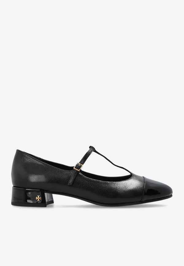 Tory Burch Cap-Toe T-strap Leather Ballet Flats 155588 0-004