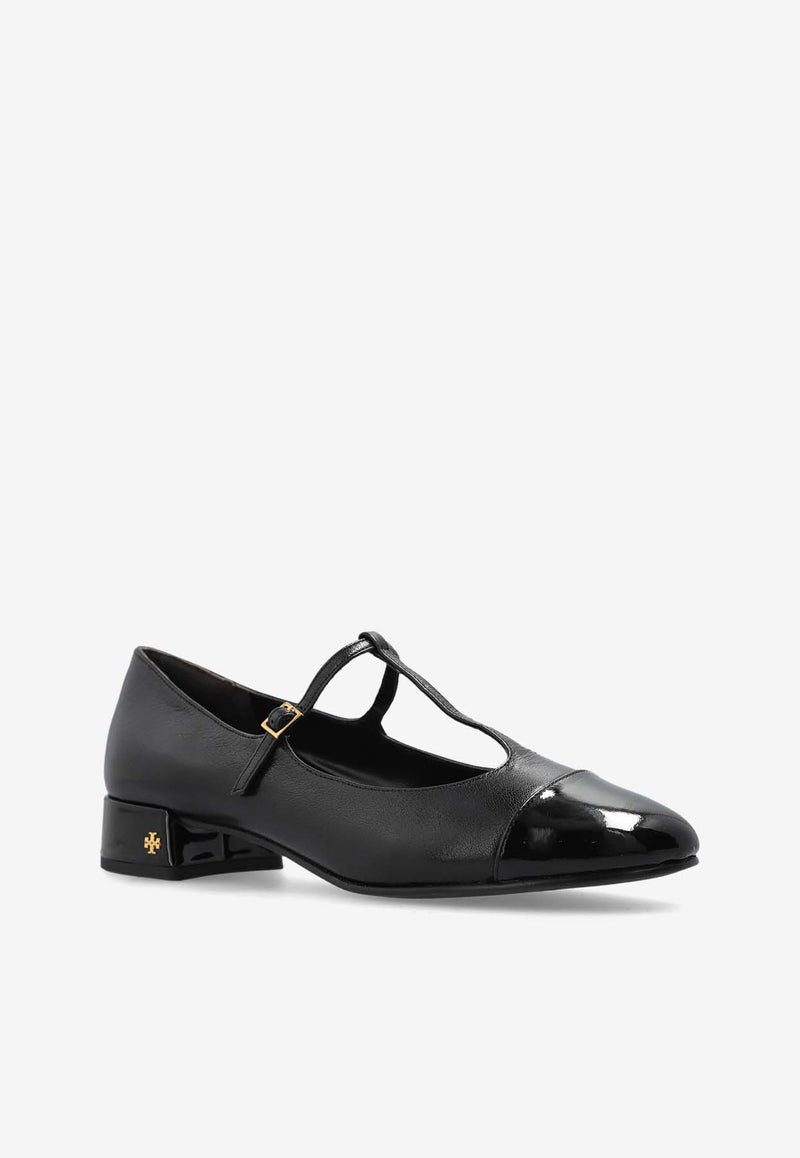 Tory Burch Cap-Toe T-strap Leather Ballet Flats 155588 0-004