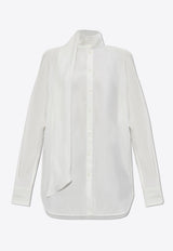 Salvatore Ferragamo Sash Collar Long-Sleeved Shirt White 13G530 C 780698-MASCARPONE