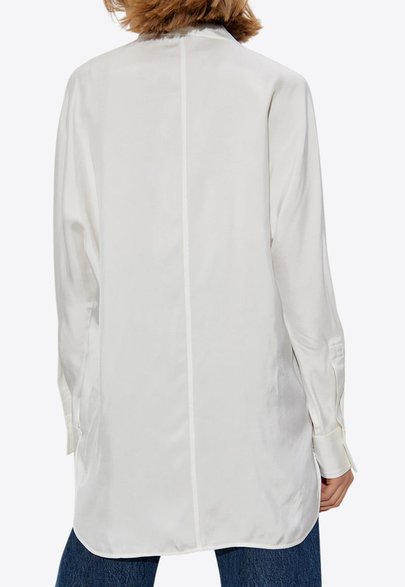 Salvatore Ferragamo Sash Collar Long-Sleeved Shirt White 13G530 C 780698-MASCARPONE