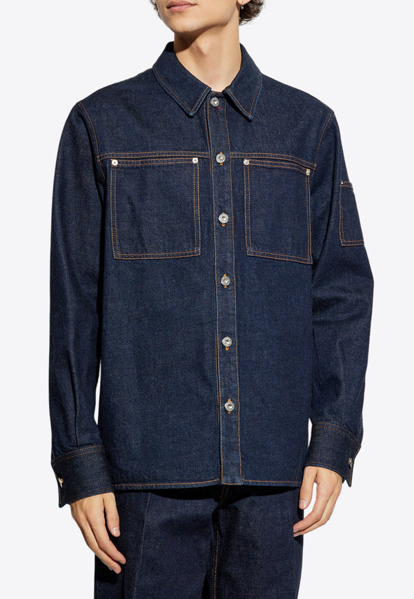 Salvatore Ferragamo Long-Sleeved Denim Shirt Indigo 144284 D 780577-DENIM SCURO