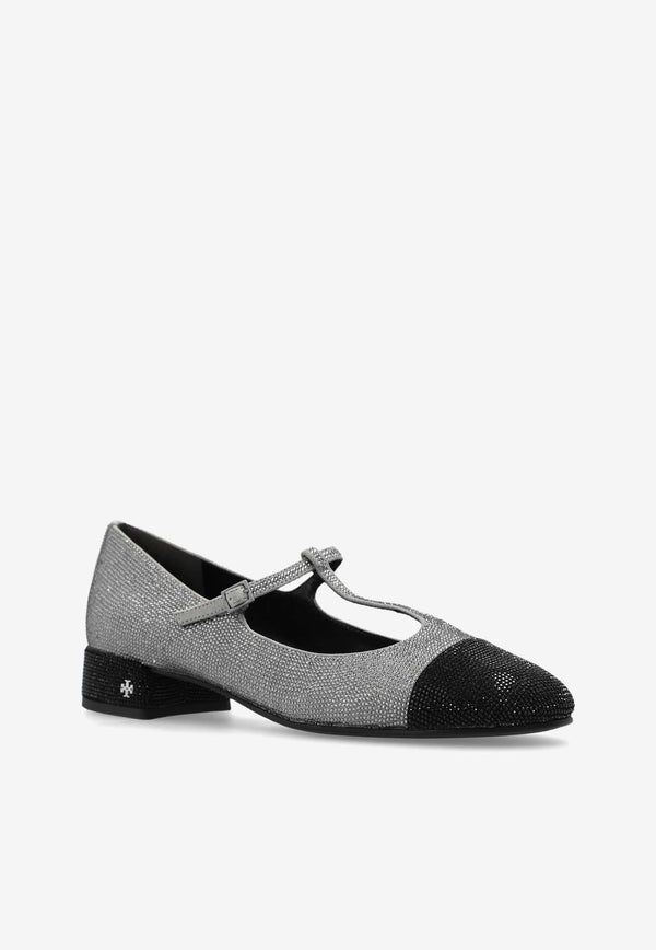 Tory Burch Cap-Toe T-strap Pavé Ballet Flats 159830 0-400