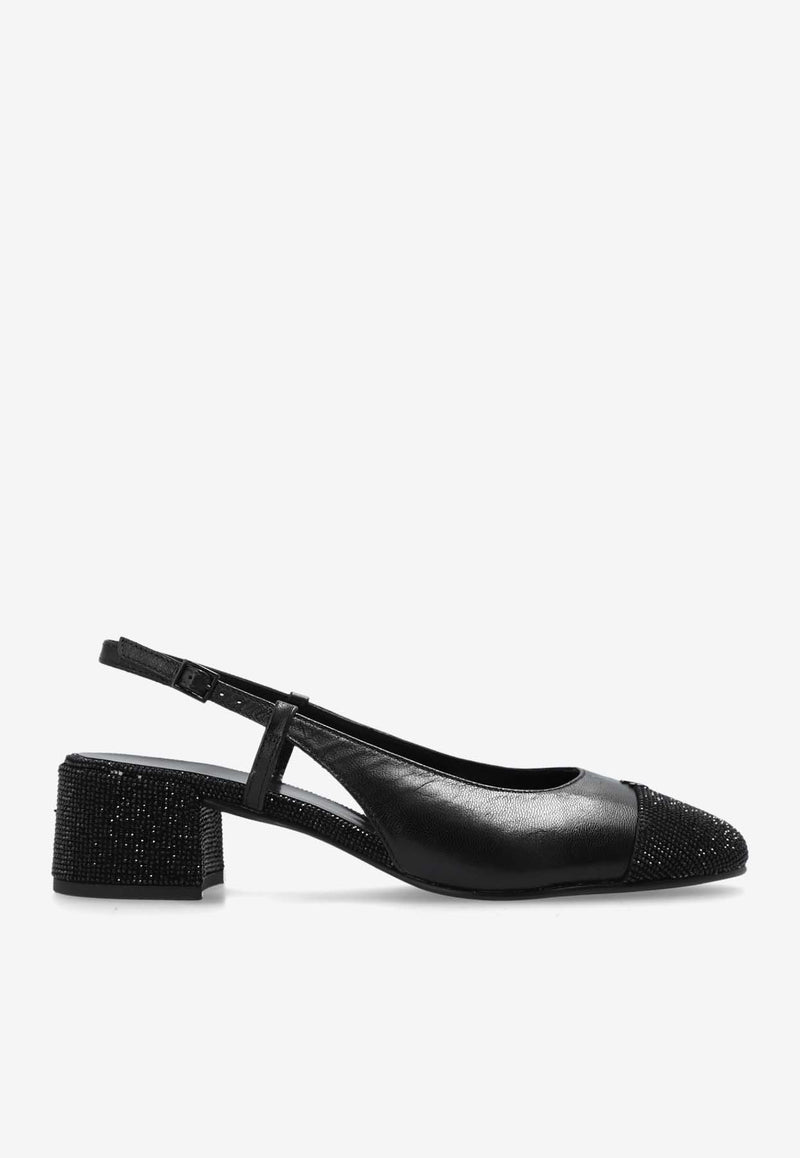 Tory Burch Cap-Toe 45 Pavé Slingback Pumps 160256 0-004