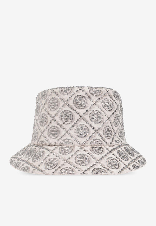 Tory Burch T Monogram Crystal-Embellished Bucket Hat 162064 0-020