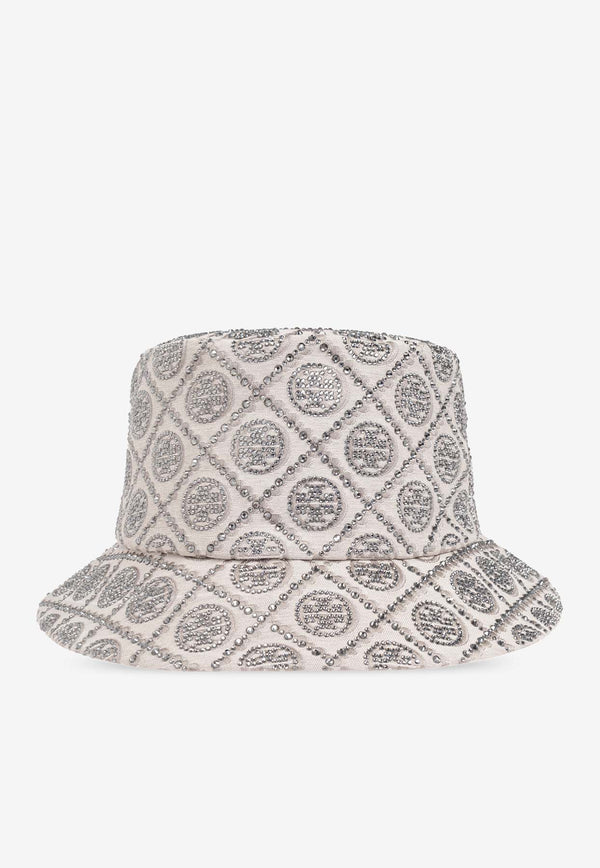 Tory Burch T Monogram Crystal-Embellished Bucket Hat 162064 0-020