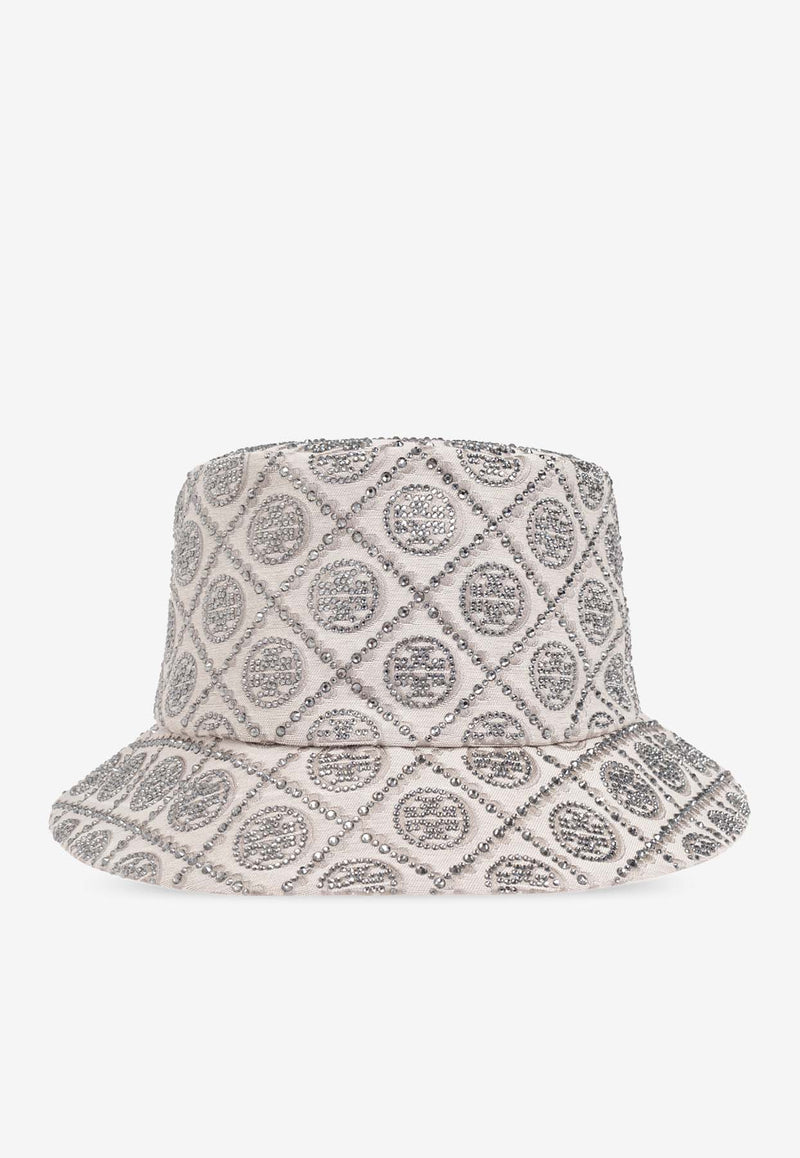 Tory Burch T Monogram Crystal-Embellished Bucket Hat 162064 0-020